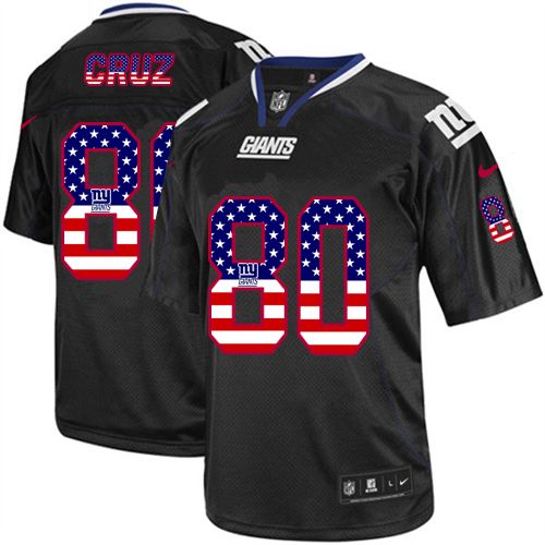 Men's Elite Victor Cruz Nike Jersey Black - #80 USA Flag Fashion NFL New York Giants