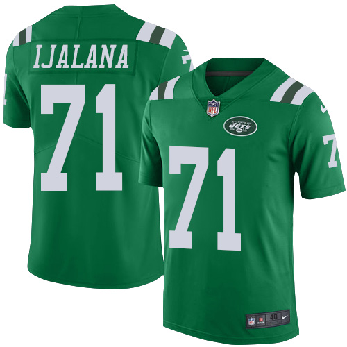 Men's Elite Ben Ijalana Nike Jersey Green - #71 Rush NFL New York Jets