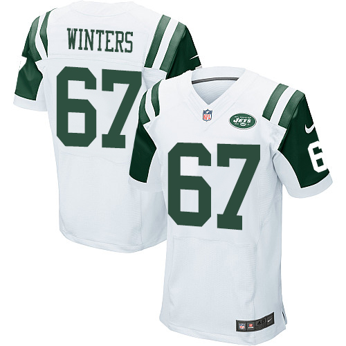Men's Elite Brian Winters Nike Jersey White Road - #67 NFL New York Jets