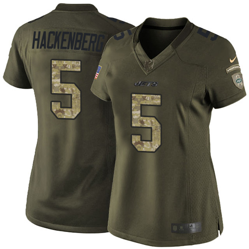 Women's Elite Christian Hackenberg Nike Jersey Green - #5 Salute to Service NFL New York Jets