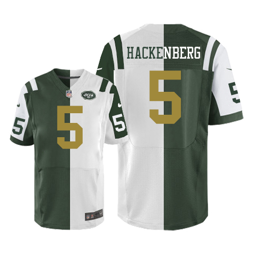 Men's Elite Christian Hackenberg Nike Jersey Green/White - #5 Split Fashion NFL New York Jets
