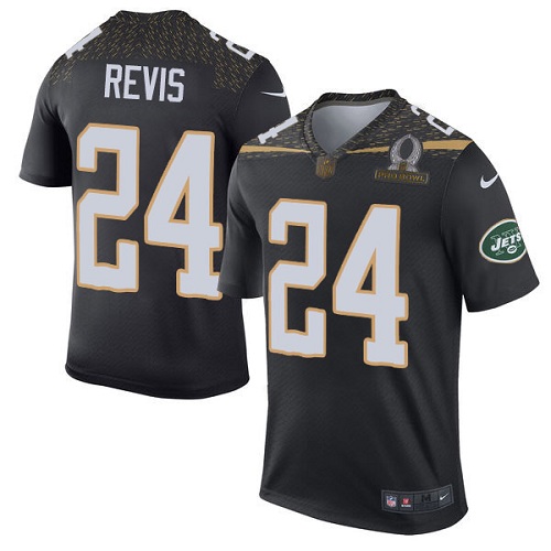 Men's Elite Darrelle Revis Nike Jersey Black - #24 Team Irvin 2016 Pro Bowl NFL New York Jets