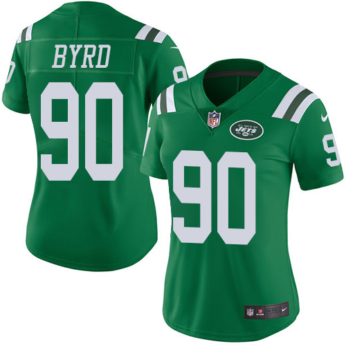 Women's Limited Dennis Byrd Nike Jersey Green - #90 Rush NFL New York Jets