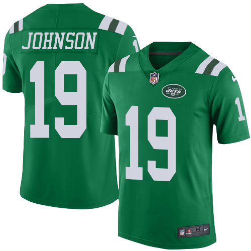 Men's Limited Keyshawn Johnson Nike Jersey Green - #19 Rush NFL New York Jets