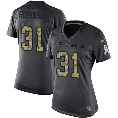 Women's Limited Khiry Robinson Nike Jersey Black - #31 2016 Salute to Service NFL New York Jets