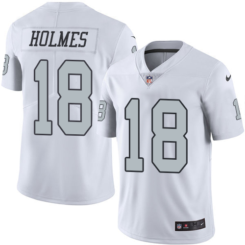 Youth Elite Andre Holmes Nike Jersey White - #18 Rush NFL Oakland Raiders