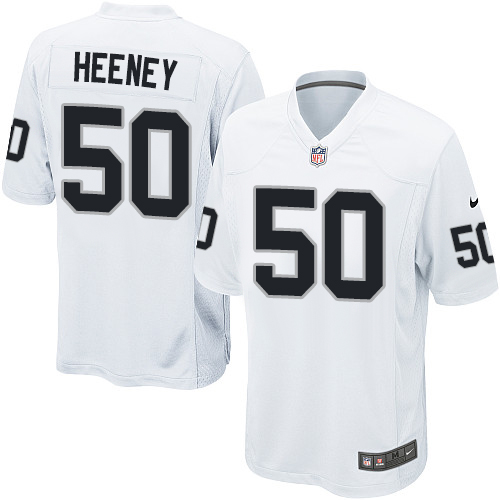 Men's Game Ben Heeney Nike Jersey White Road - #50 NFL Oakland Raiders