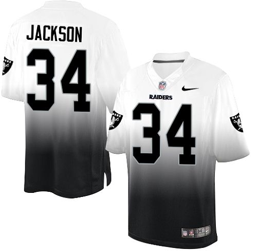 Youth Elite Bo Jackson Nike Jersey White/Black - #34 Fadeaway NFL Oakland Raiders