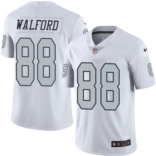 Men's Limited Clive Walford Nike Jersey White - #88 Rush NFL Oakland Raiders