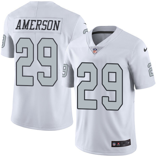 Men's Elite David Amerson Nike Jersey White - #29 Rush NFL Oakland Raiders