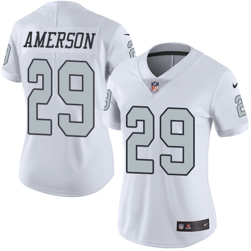 Women's Limited David Amerson Nike Jersey White - #29 Rush NFL Oakland Raiders
