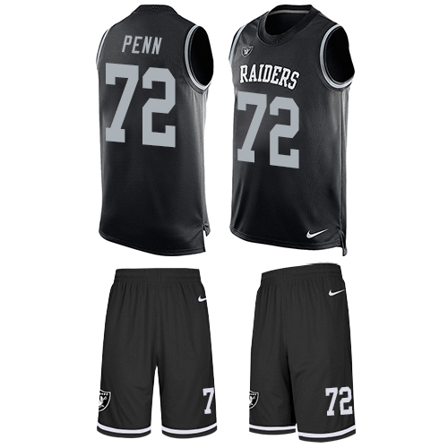Men's Limited Donald Penn Nike Jersey Black - #72 Tank Top Suit NFL Oakland Raiders