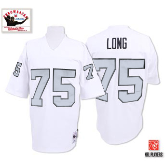 Men's Authentic Howie Long Mitchell and Ness Jersey White/Silver No. - #75 Throwback NFL Oakland Raiders