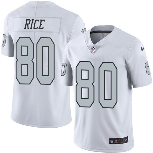Men's Limited Jerry Rice Nike Jersey White - #80 Rush NFL Oakland Raiders