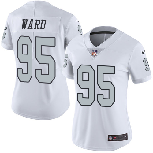 Women's Limited Jihad Ward Nike Jersey White - #95 Rush NFL Oakland Raiders