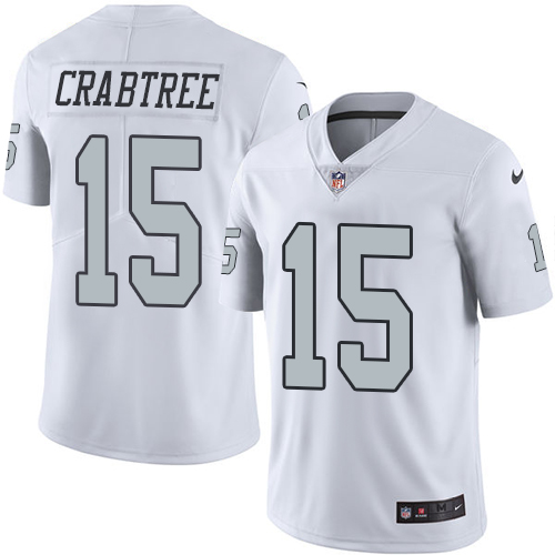 Youth Limited Michael Crabtree Nike Jersey White - #15 Rush NFL Oakland Raiders