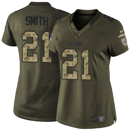 Women's Limited Sean Smith Nike Jersey Green - #21 Salute to Service NFL Oakland Raiders
