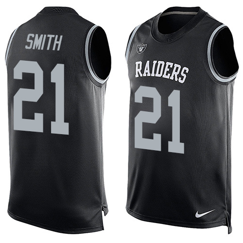 Men's Limited Sean Smith Nike Jersey Black - #21 Player Name & Number Tank Top NFL Oakland Raiders