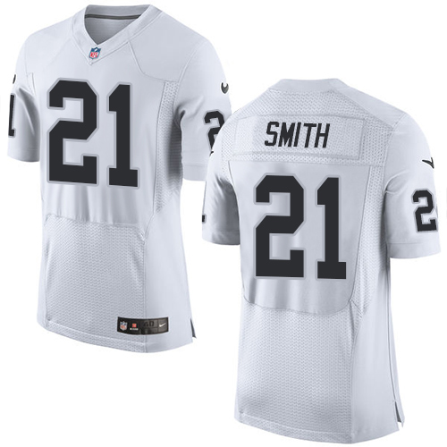 Men's Elite Sean Smith Nike Jersey White Road - #21 NFL Oakland Raiders