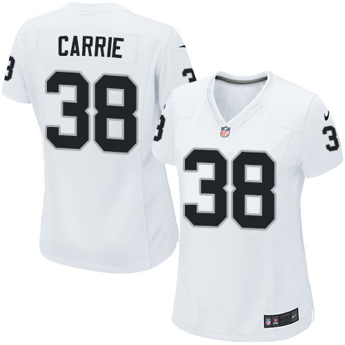 Women's Limited T.J. Carrie Nike Jersey White Road - #38 NFL Oakland Raiders
