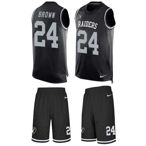 Men's Limited Willie Brown Nike Jersey Black - #24 Tank Top Suit NFL Oakland Raiders
