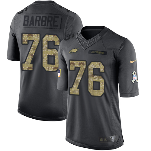 Men's Limited Allen Barbre Nike Jersey Black - #76 2016 Salute to Service NFL Philadelphia Eagles