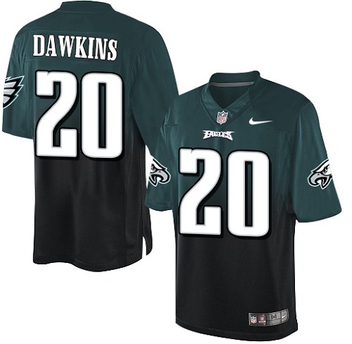 Men's Elite Brian Dawkins Nike Jersey Midnight Green/Black - #20 Fadeaway NFL Philadelphia Eagles