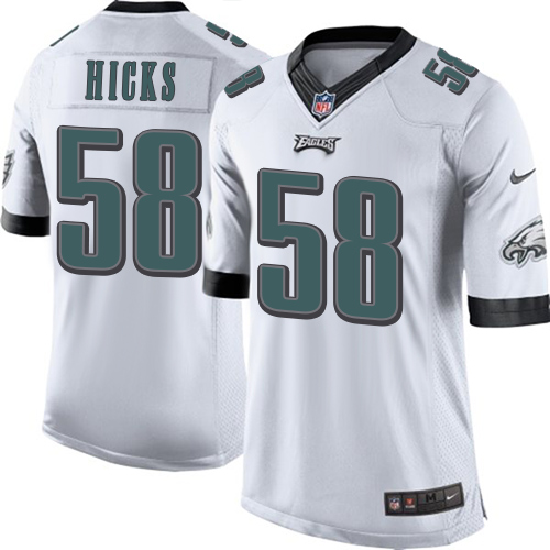 Youth Elite Jordan Hicks Nike Jersey White Road - #58 NFL Philadelphia Eagles