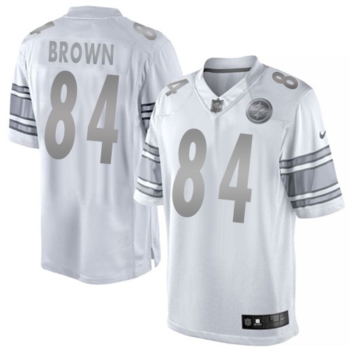 Men's Limited Antonio Brown Nike Jersey White - #84 Platinum NFL Pittsburgh Steelers
