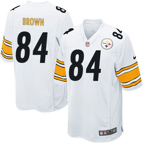 Youth Elite Antonio Brown Nike Jersey White Road - #84 NFL Pittsburgh Steelers