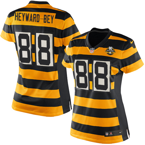 Women's Game Darrius Heyward-Bey 80th Anniversary Nike Jersey Gold/Black Alternate - #88 Throwback NFL Pittsburgh Steelers