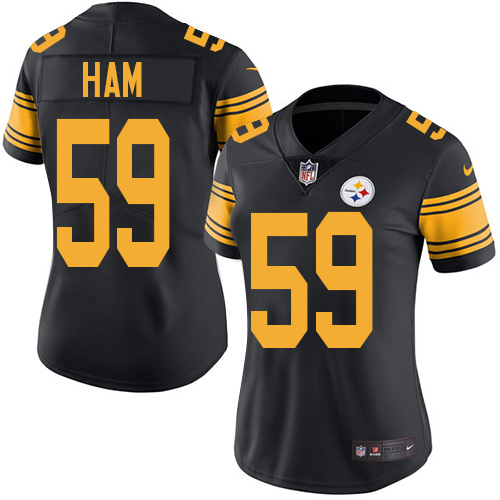 Women's Limited Jack Ham Nike Jersey Black - #59 Rush NFL Pittsburgh Steelers