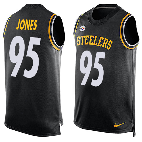 Men's Limited Jarvis Jones Nike Jersey Black - #95 Player Name & Number Tank Top NFL Pittsburgh Steelers