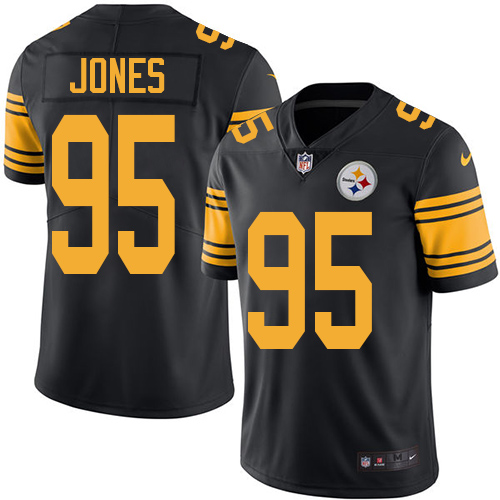 Youth Elite Jarvis Jones Nike Jersey Black - #95 Rush NFL Pittsburgh Steelers