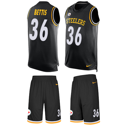 Men's Limited Jerome Bettis Nike Jersey Black - #36 Tank Top Suit NFL Pittsburgh Steelers