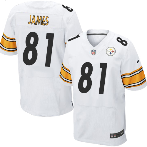 Men's Elite Jesse James Nike Jersey White Road - #81 NFL Pittsburgh Steelers