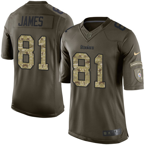 Youth Limited Jesse James Nike Jersey Green - #81 Salute to Service NFL Pittsburgh Steelers