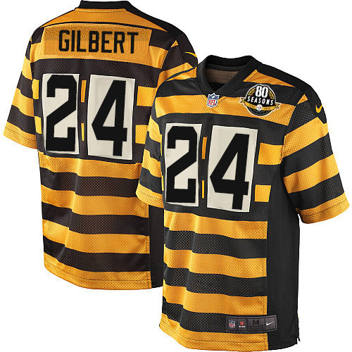 Men's Game Justin Gilbert 80th Anniversary Nike Jersey Gold/Black Alternate - #24 Throwback NFL Pittsburgh Steelers