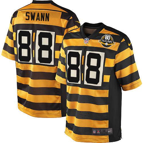 Men's Game Lynn Swann 80th Anniversary Nike Jersey Gold/Black Alternate - #88 Throwback NFL Pittsburgh Steelers