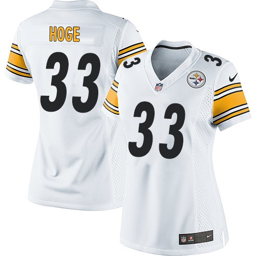 Women's Elite Merril Hoge Nike Jersey White Road - #33 NFL Pittsburgh Steelers