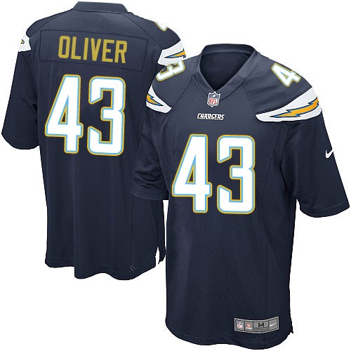 Men's Game Branden Oliver Nike Jersey Navy Blue Home - #43 NFL Los Angeles Chargers