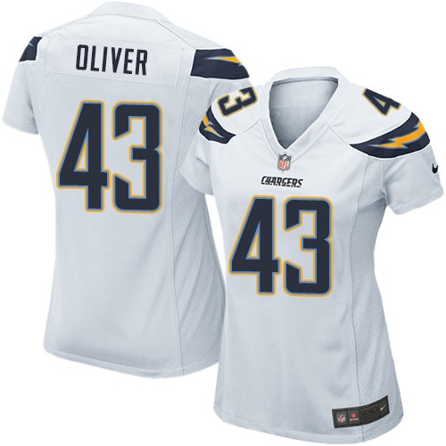 Women's Game Branden Oliver Nike Jersey White Road - #43 NFL Los Angeles Chargers