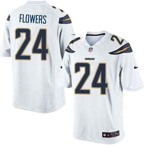 Men's Limited Brandon Flowers Nike Jersey White Road - #24 NFL Los Angeles Chargers