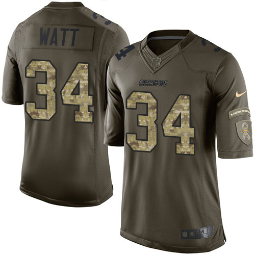 Youth Limited Derek Watt Nike Jersey Green - #34 Salute to Service NFL Los Angeles Chargers