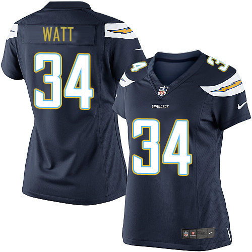 Women's Elite Derek Watt Nike Jersey Navy Blue Home - #34 NFL Los Angeles Chargers