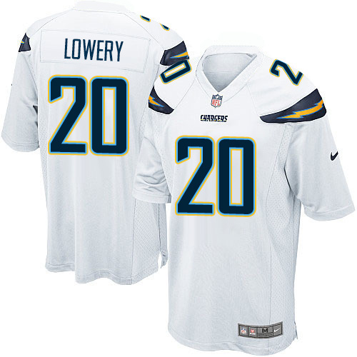 Men's Game Dwight Lowery Nike Jersey White Road - #20 NFL Los Angeles Chargers