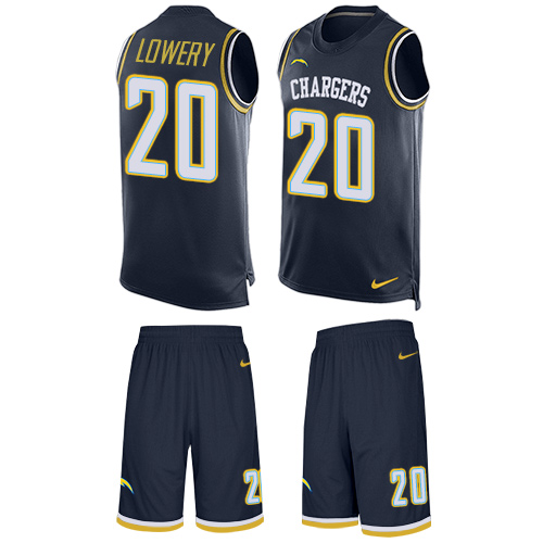 Men's Limited Dwight Lowery Nike Jersey Navy Blue - #20 Tank Top Suit NFL Los Angeles Chargers