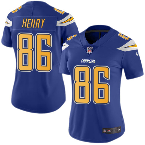 Women's Limited Hunter Henry Nike Jersey Electric Blue - #86 Rush NFL Los Angeles Chargers