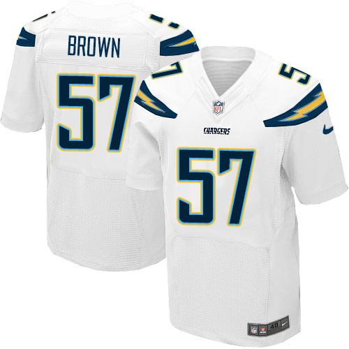 Men's Elite Jatavis Brown Nike Jersey White Road - #57 NFL Los Angeles Chargers