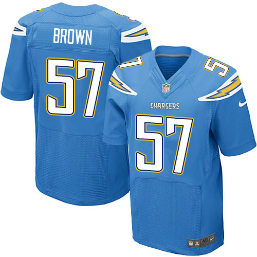 Men's Elite Jatavis Brown Nike Jersey Electric Blue Alternate - #57 NFL Los Angeles Chargers